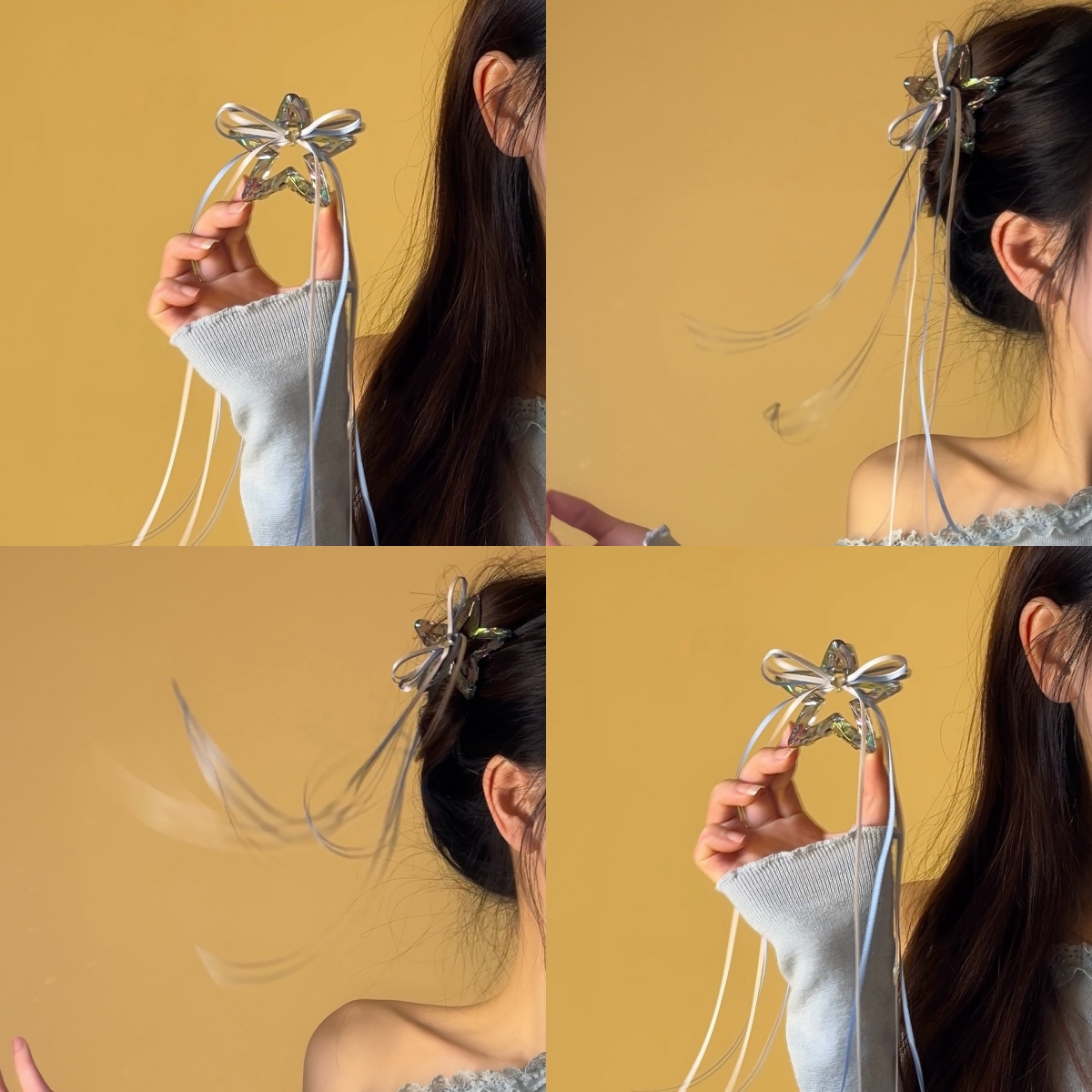 名狐韩式温柔蝴蝶结发抓夹