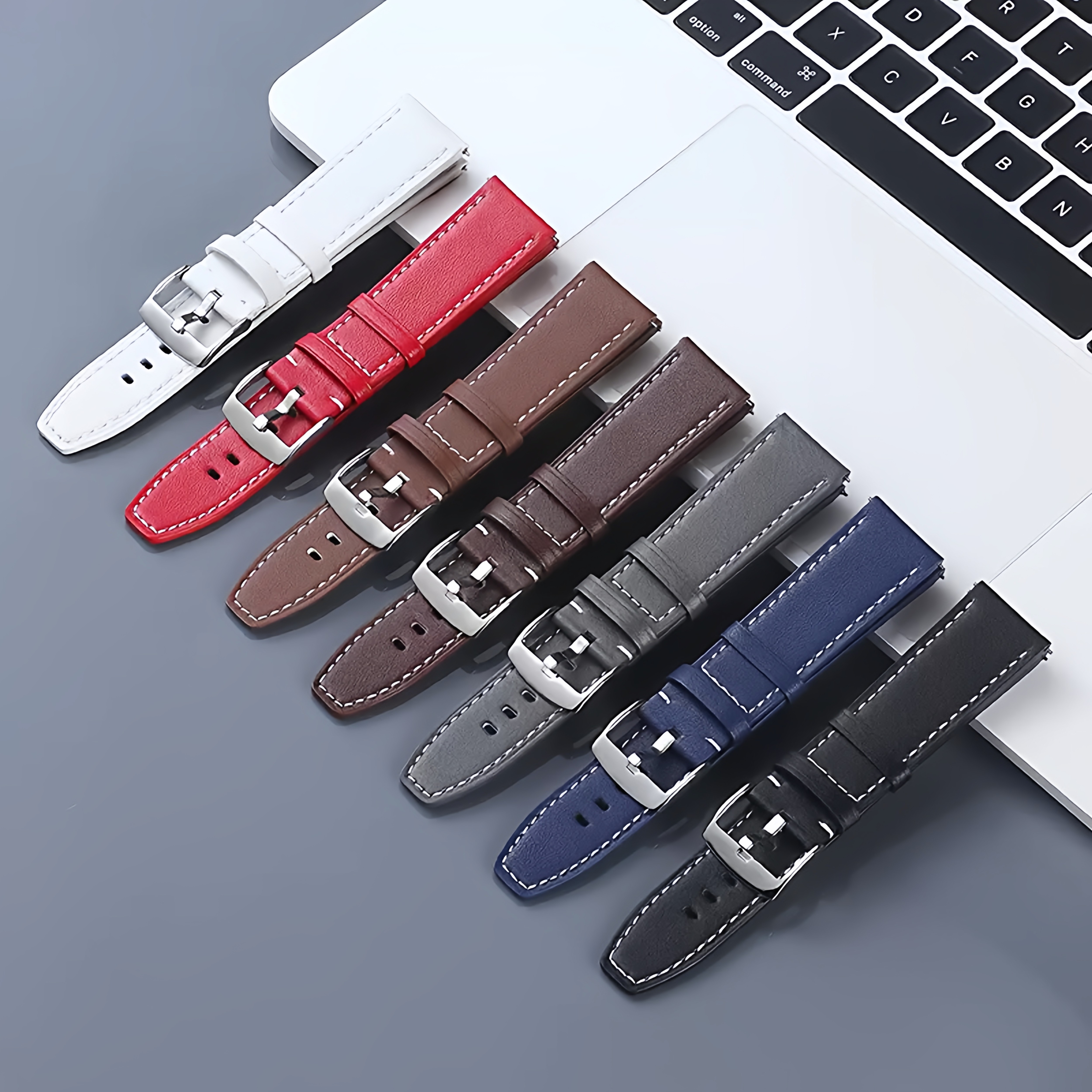 工厂现货适用三星华为GT表带平纹竹节纹真皮表带智能手表快拆表带