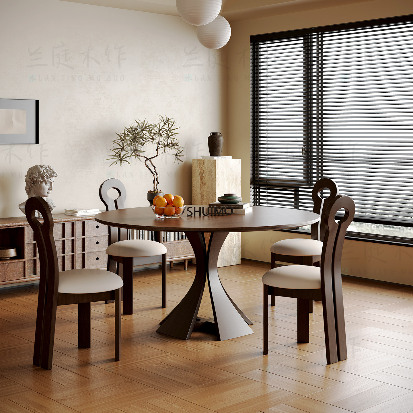 法式奶油复古风实木德利丰岩板家用黑色窈窕饭桌胡桃色圆餐桌椅子,住宅家具,岩板餐桌,淘宝优惠券,粉丝福利购,淘宝优惠卷