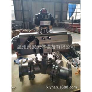 气动三通Y型法兰球阀气动Y型120度135度换向三通法兰不锈钢球阀