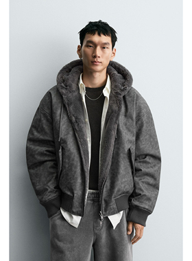 ZA 2025 秋季新品 男装 皮革效果可双面飞行员夹克 0993401 801