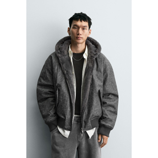 新品 秋季 男装 皮革效果可双面飞行员夹克 801 0993401 2025