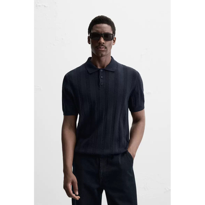 2025新款 夏季新品男装罗纹修身直筒针织短袖POLO衫7140410 401