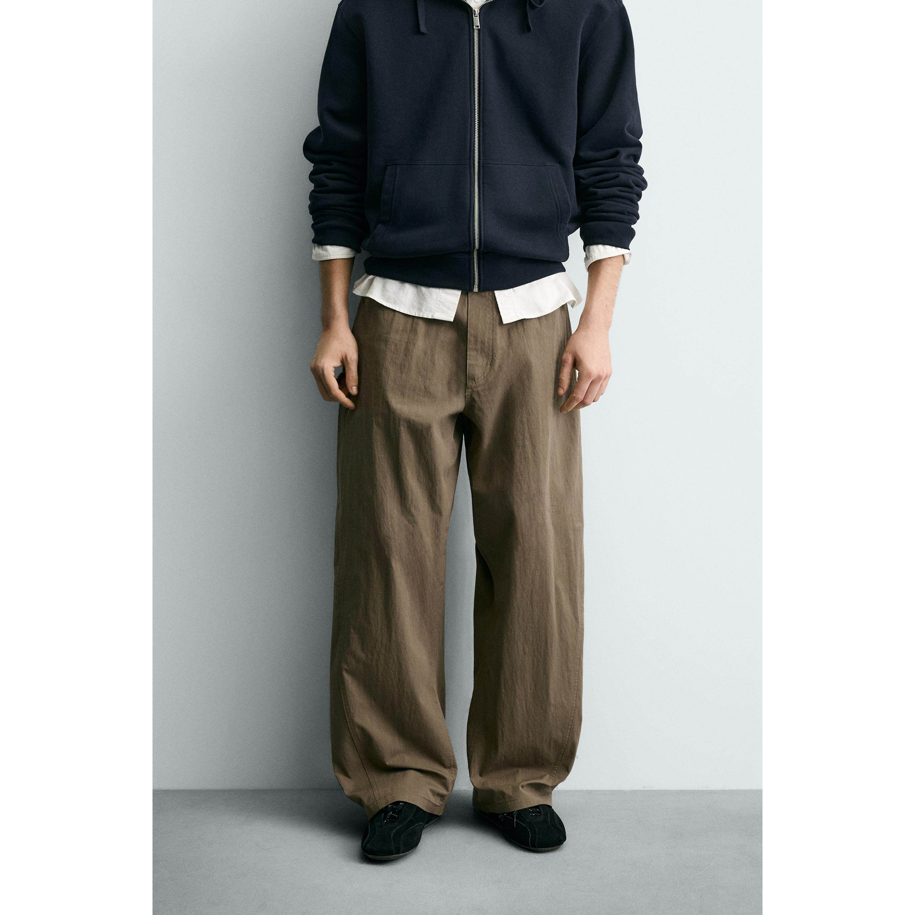 柜329！ZA 春夏新品 男装 宽松通勤廓形休闲弧形裤子 8574482 505