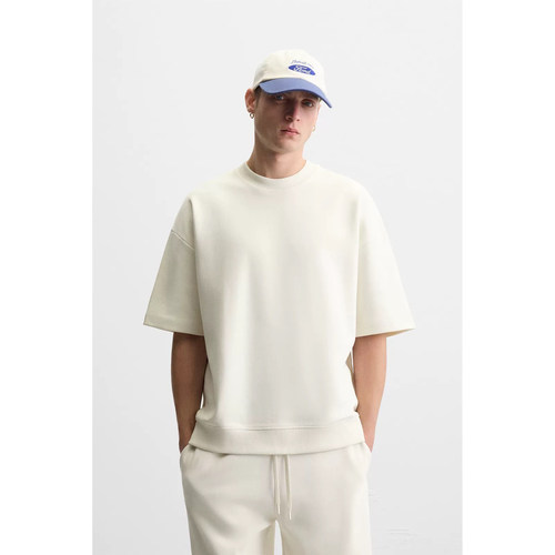 25春季新品 男装多色选宽松双面布纹理简约舒适短袖卫衣 0761450