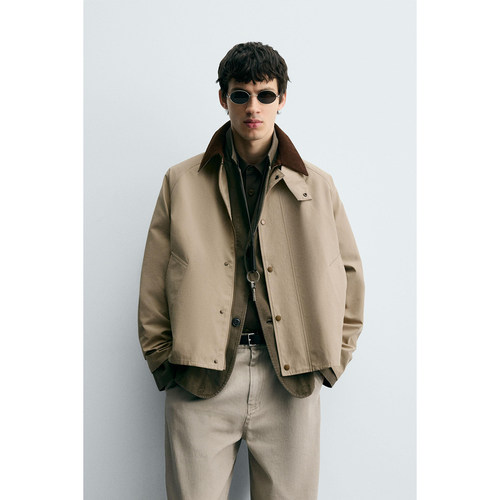 ZA 2025 秋季新品 男装 科技面料撞色领口夹克外套 7380220 710