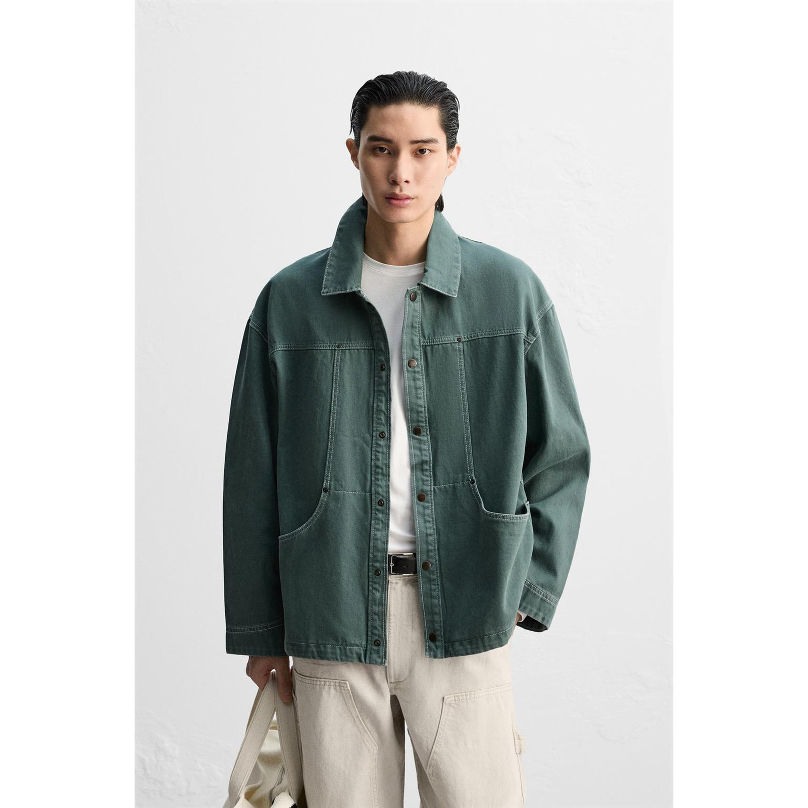 25秋季新品 ZA 男装 工装 棉质宽松翻领长袖夹克牛仔外套 6987301