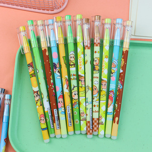 可爱ins风拔帽盒装中性笔可擦笔黑色星星人系列卡通笔学生套装黑