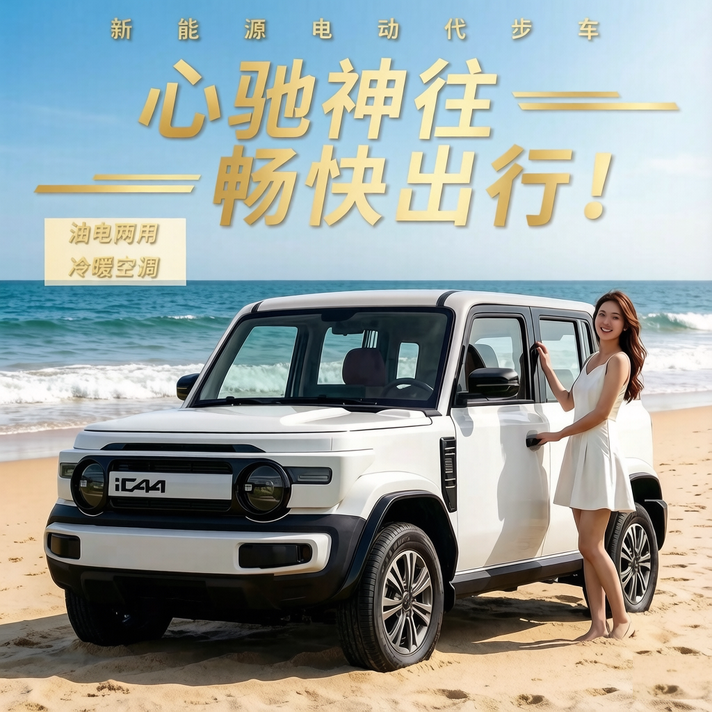 2026新款电动四轮车油电两用新能源汽车家用低速代步车全封闭成人