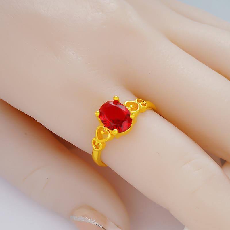 宝石心形戒女越南沙金开口戒子气质时尚百搭久不掉色食指个性饰品