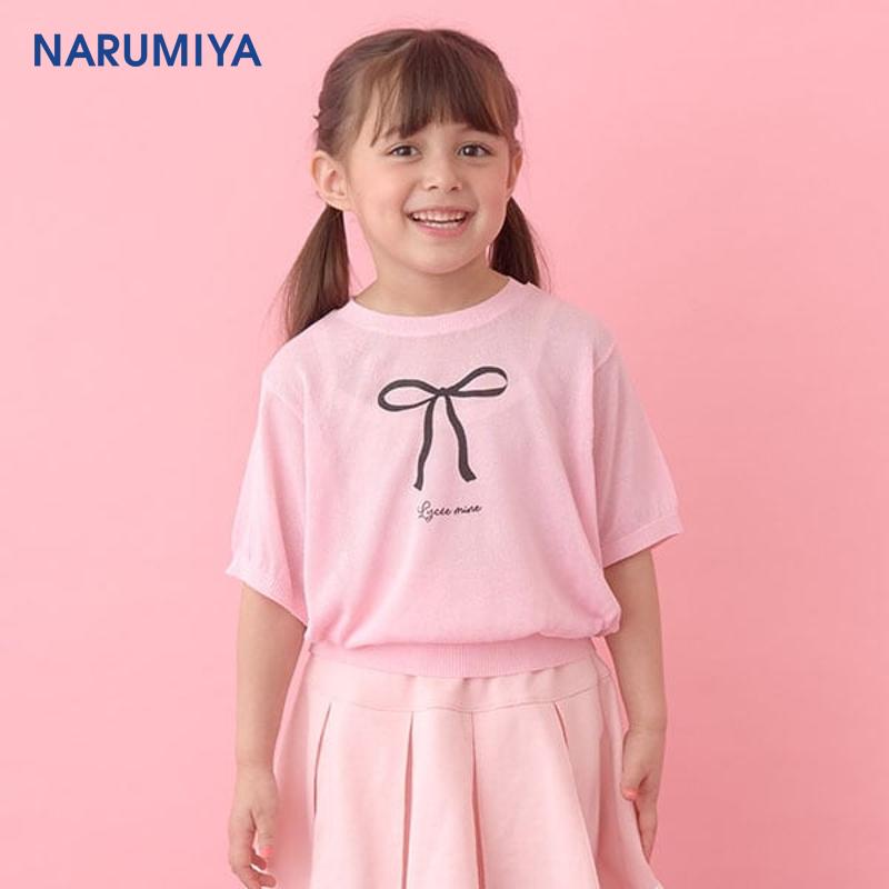 Lycee mine 日本童装夏款女童蝴蝶结圆领薄款针织衫【日本直邮】