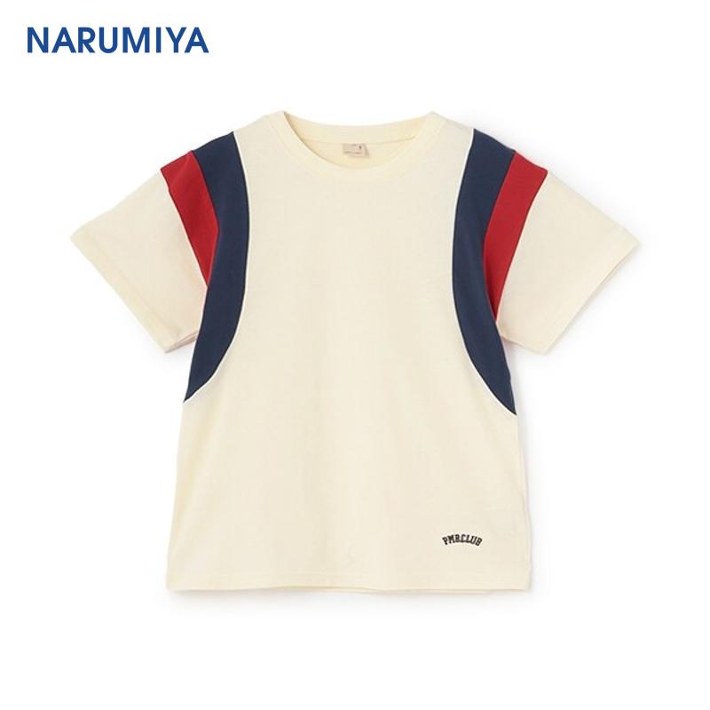 petit main 【网络限定】【接触冷感】袖线配色T恤