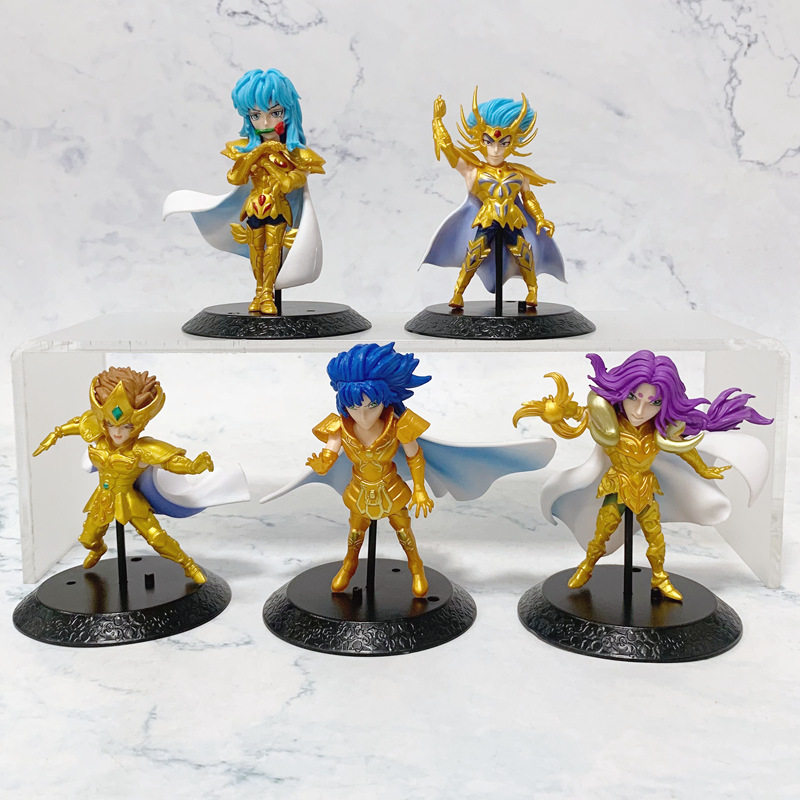 Q版5款圣斗士星矢手办 天马狮子座射手座处女座五小强圣斗士模型