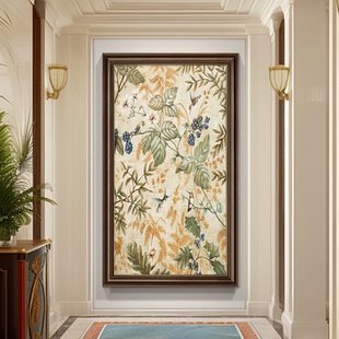 美式 复古花鸟楼梯壁画客厅背景画 玄关装 饰画入户走廊过道挂画欧式