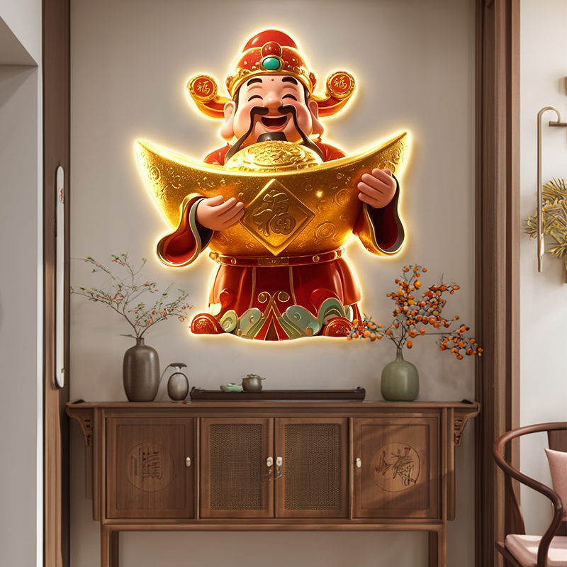 财神爷挂画入户玄关装饰五