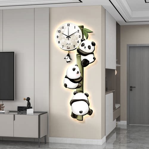 熊猫钟表挂客厅2025新款创