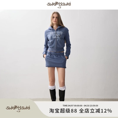 SukiBySuki 扭扭腰头破碎下摆做旧卫衣短裙