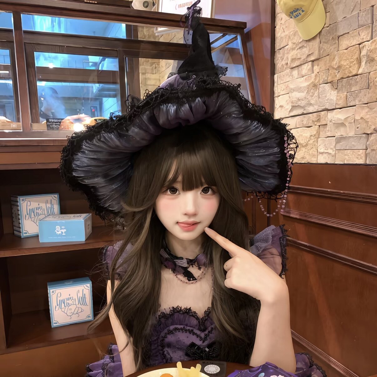 女巫帽子大帽檐魔女帽蝴蝶结巫婆帽万圣节cosplay装扮拍照小道具