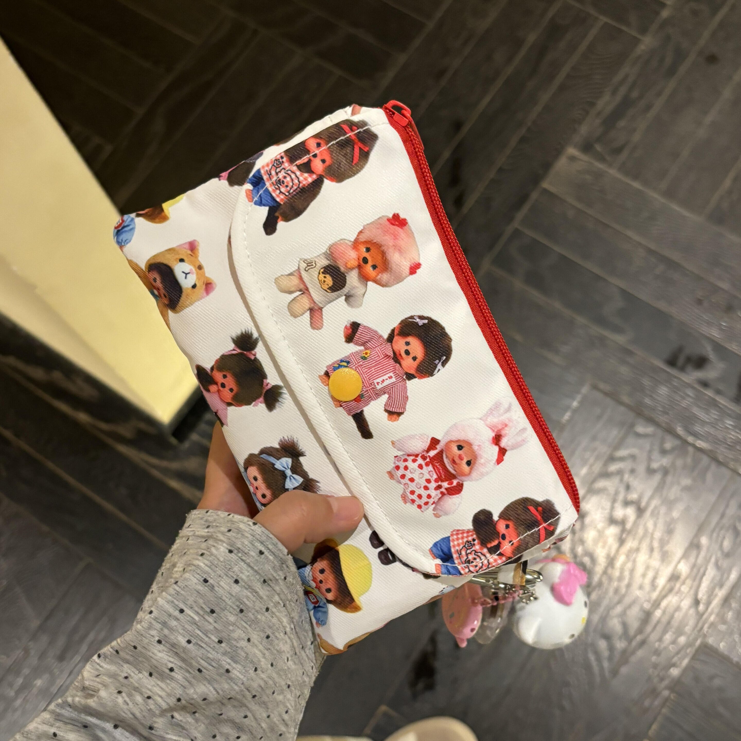 蒙奇奇零钱包双层大容量收纳包学生笔袋卡通可爱证件包卡包化妆包