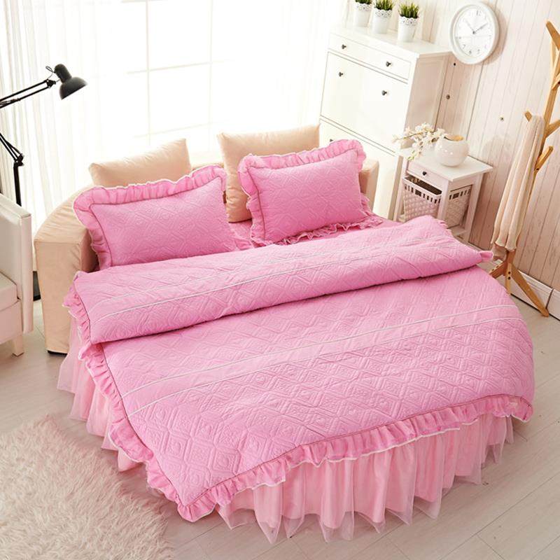 订做纯棉圆床床罩单件全棉宾馆圆形床裙四件套床单欧式四件套韩式