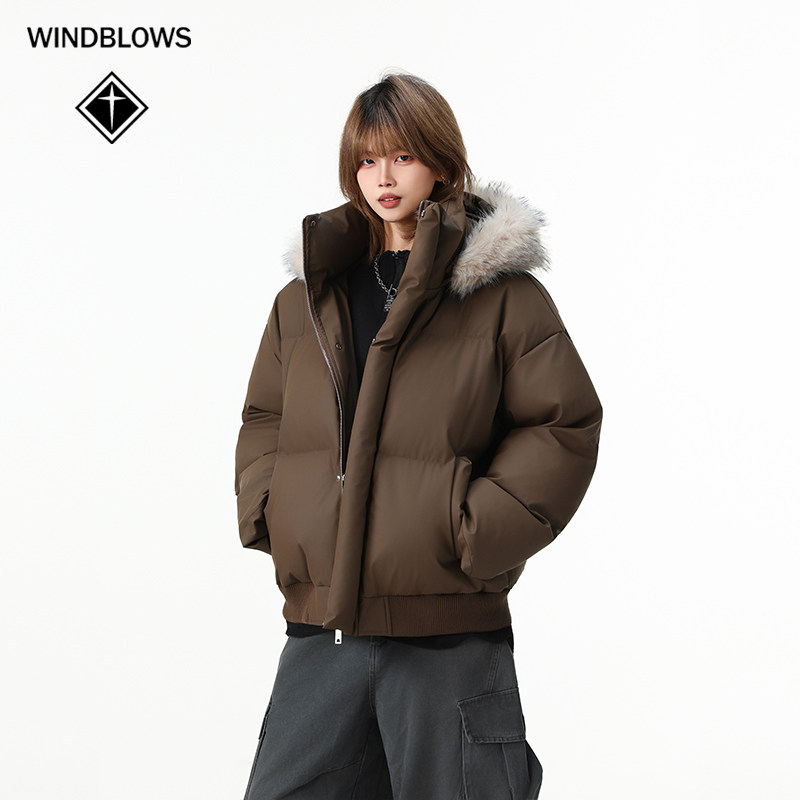 WIND BLOWS棉衣连帽外套男女同款2025冬新款棉服加厚保暖面包服