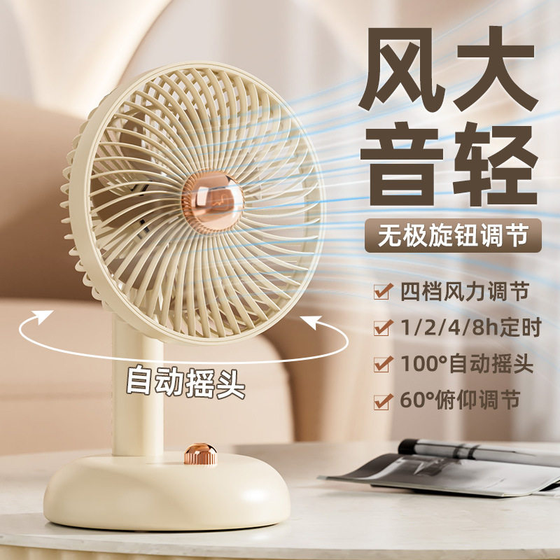 2026新款自动摇头桌面小风扇usb电扇便携办公室学生宿舍台扇车载