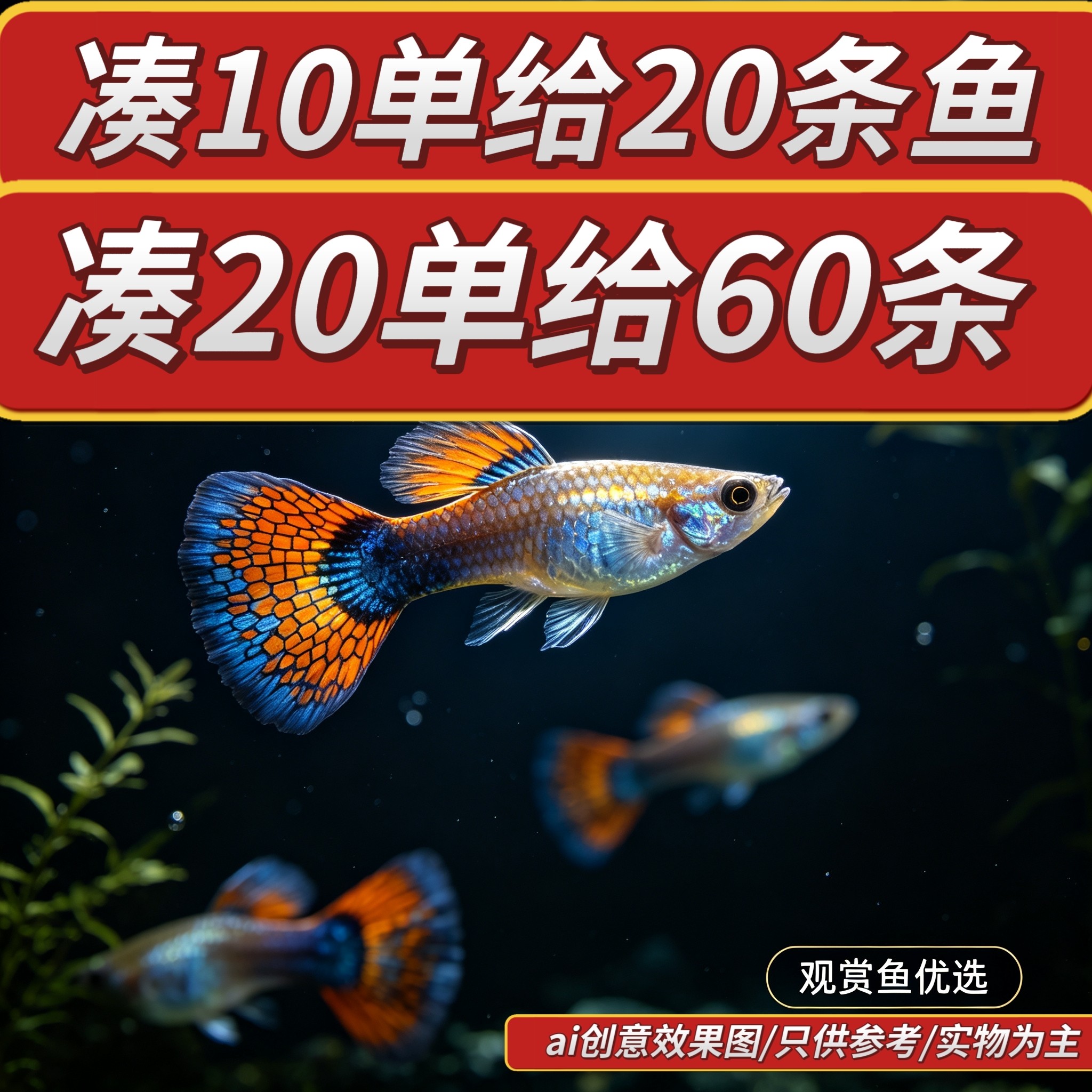 孔雀鱼杂袍观赏鱼小型淡水好养热带鱼活体清道夫斑马金鱼小鱼鱼苗