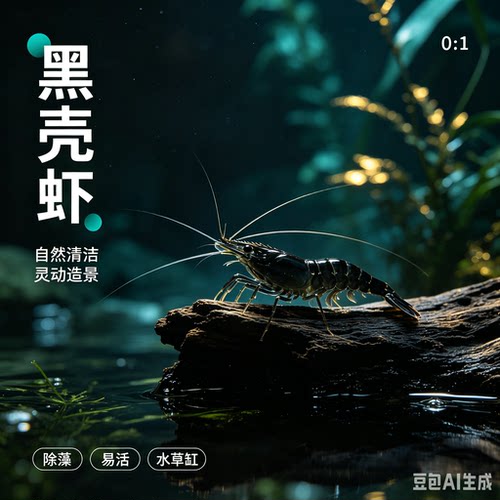 黑壳虾除藻虾乌龟龙鱼饲料鲜活观赏清水包邮除藻工具虾鱼缸除藻