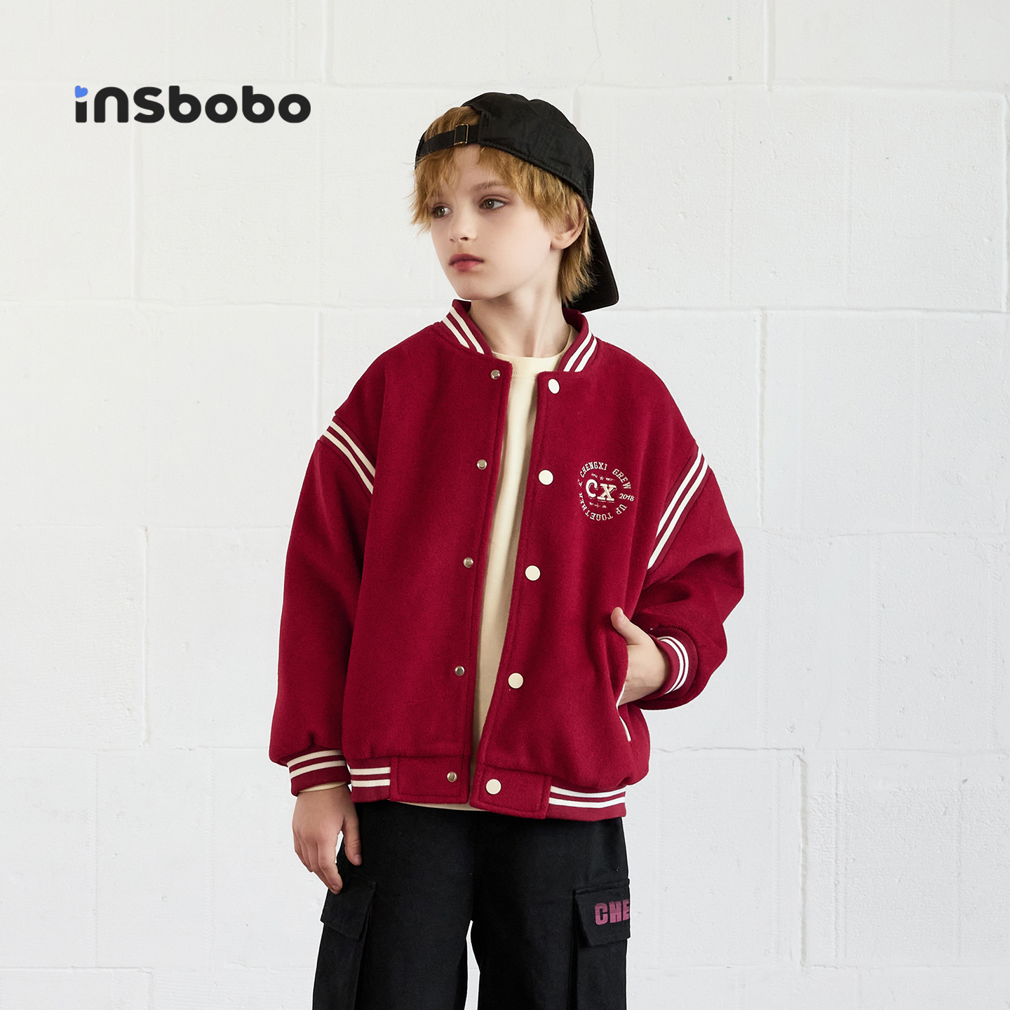 INSbobo儿童外套休闲撞色棒球服