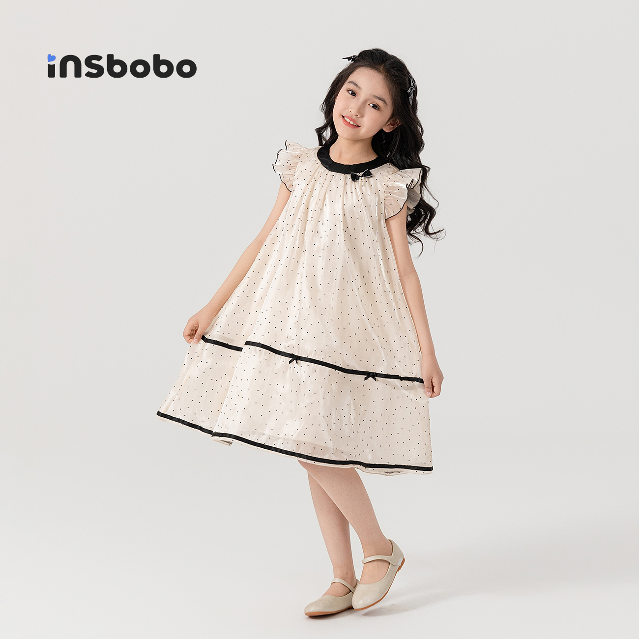 INSbobo儿童裙子波点网纱连衣裙