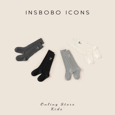 INSbobo儿童袜子绣花简约长筒袜