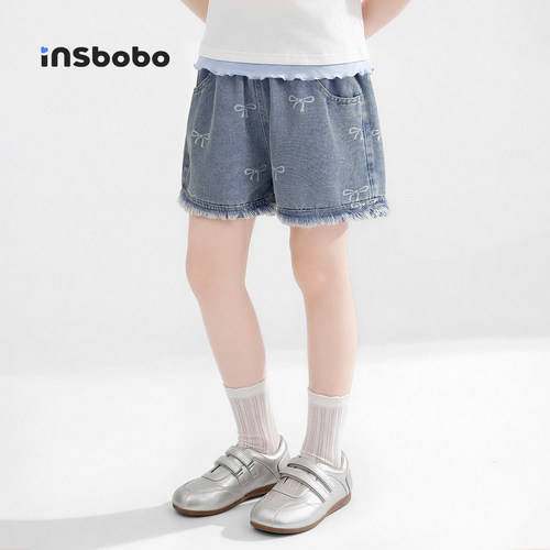 INSbobo儿童裤子印花牛仔短裤