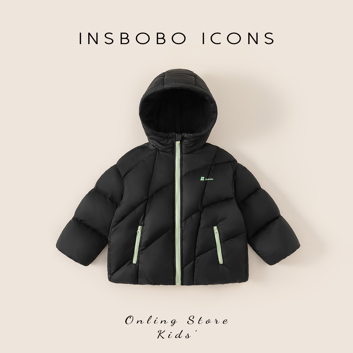 INSbobo儿童羽绒休闲连帽羽绒服
