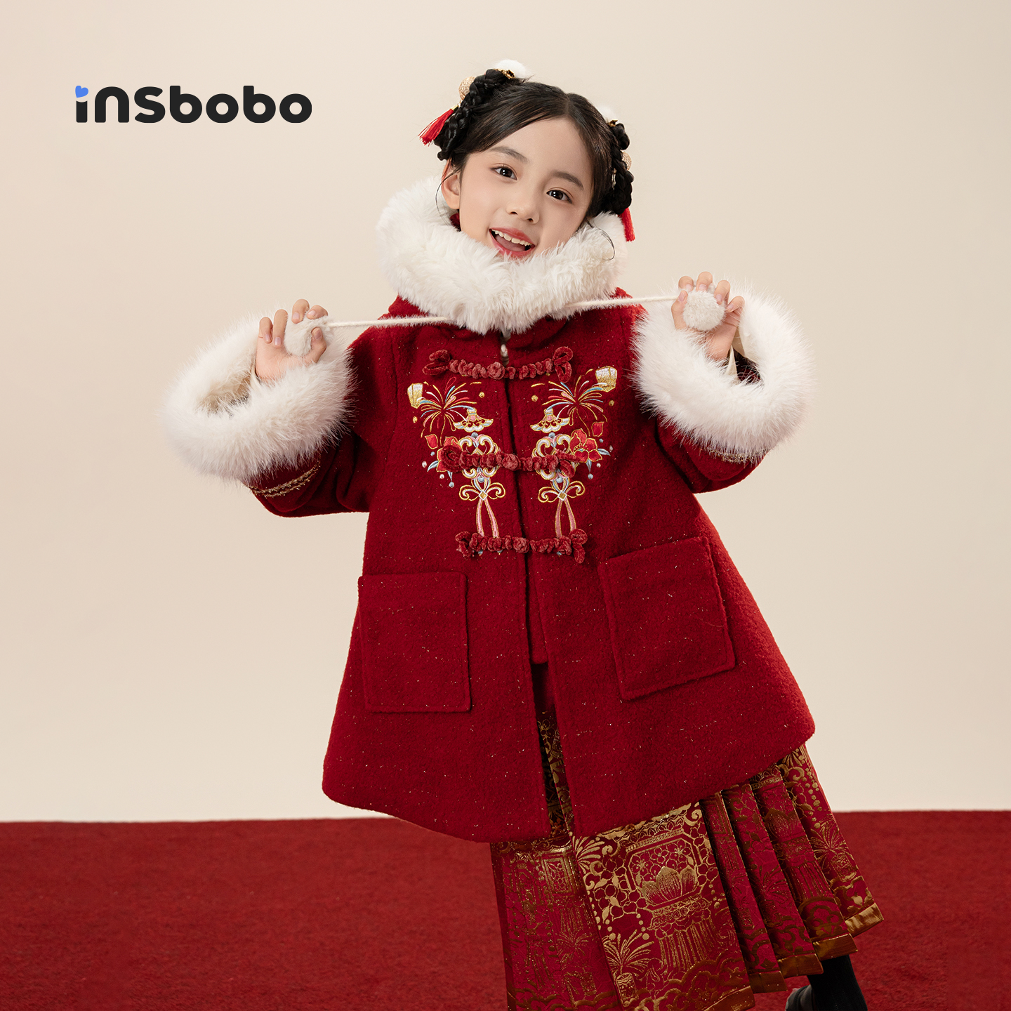 INSbobo儿童外套连帽毛绒年服