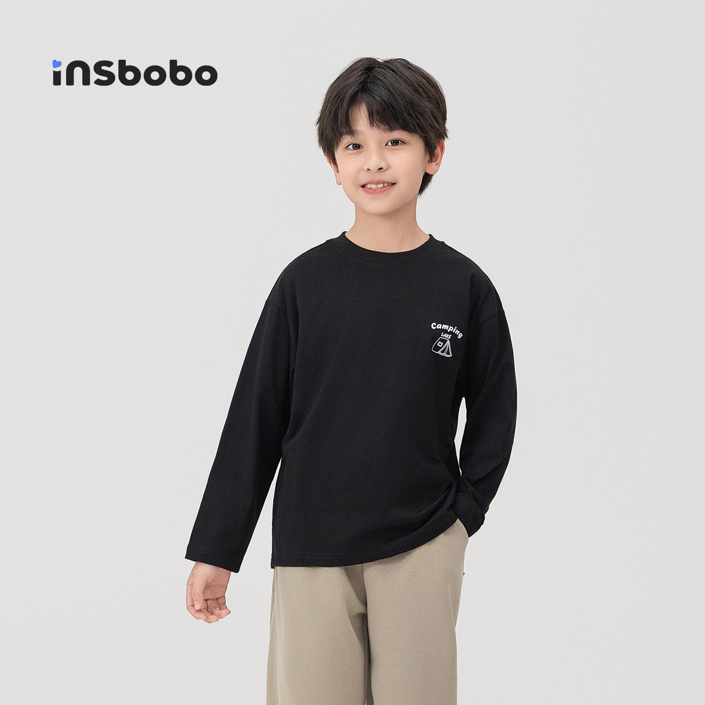 INSbobo儿童印花长袖T恤