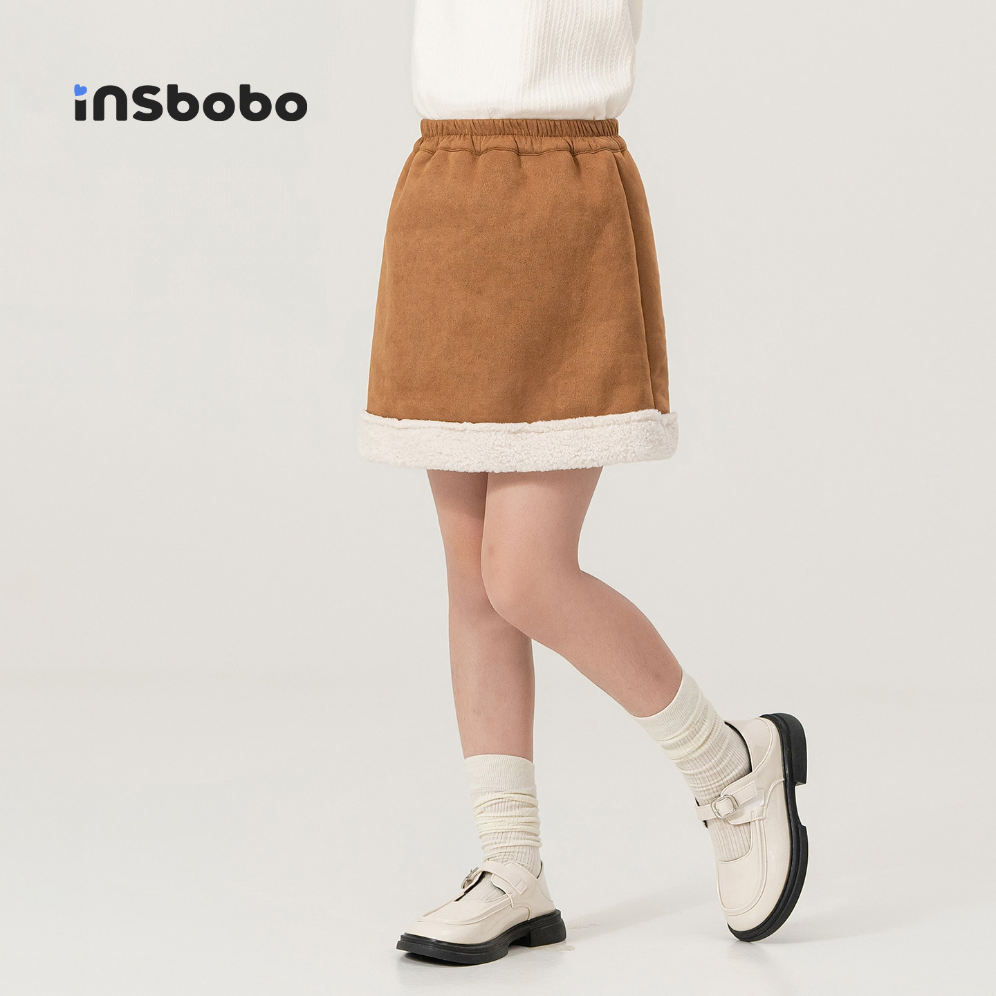 INSbobo儿童半身裙皮毛一体半裙
