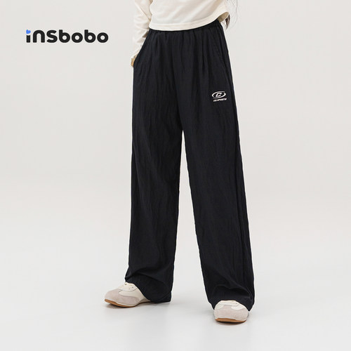 INSbobo儿童裤子字母绣花休闲裤