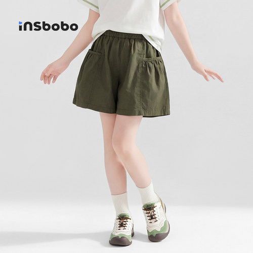 INSbobo儿童裤子大口袋休闲短裤