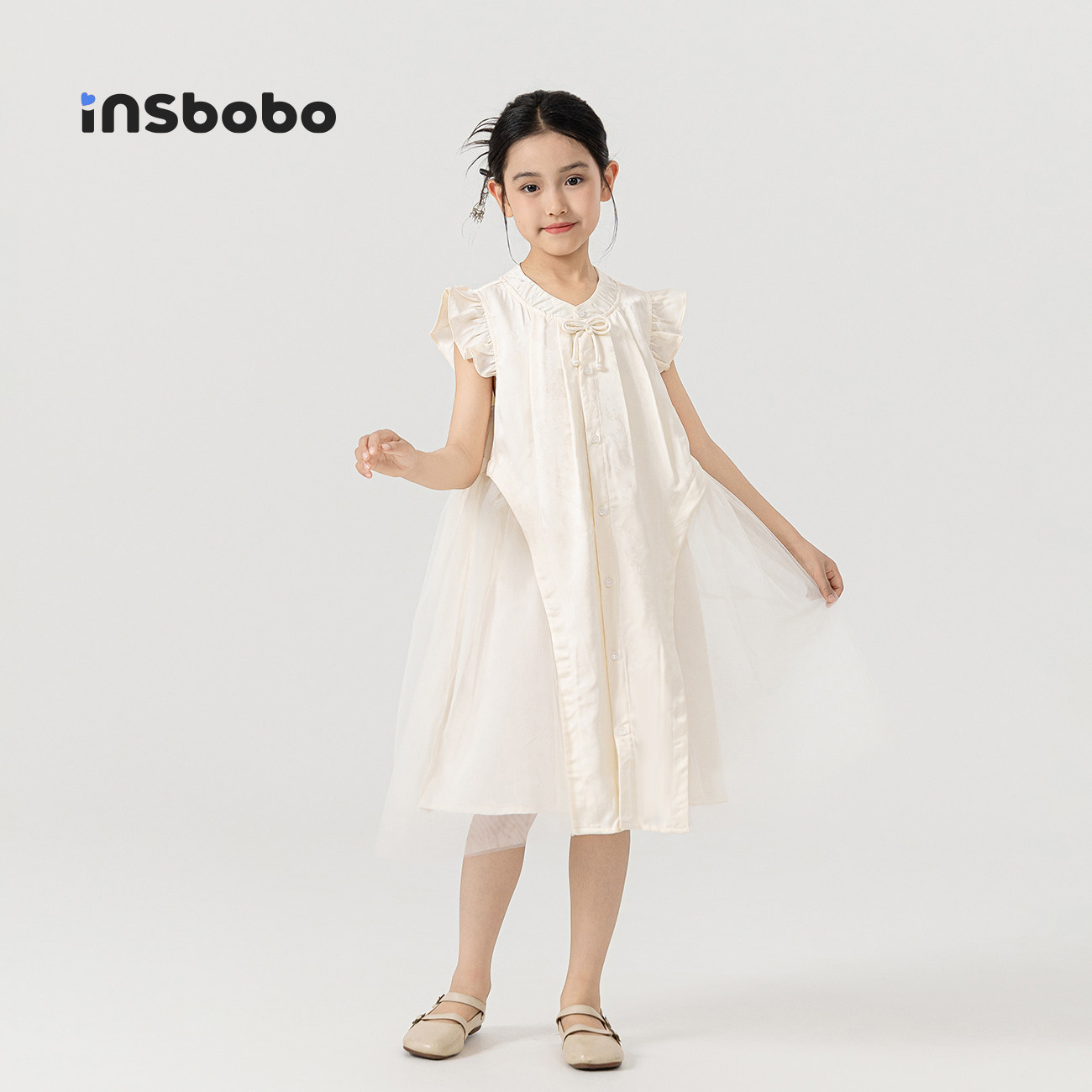 INSbobo童装女童连衣裙2025夏季新款洋气公主裙生日礼服儿童纱裙