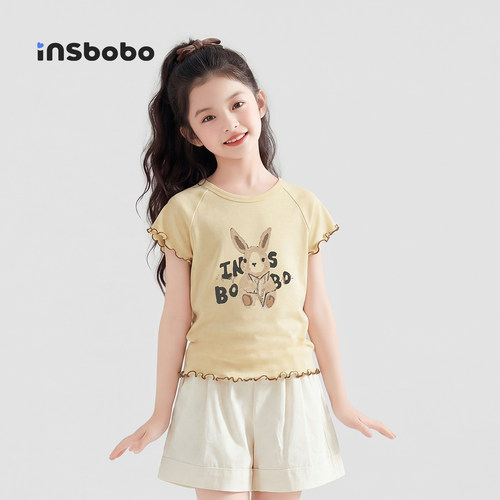 INSbobo儿童T恤印花波浪边T恤