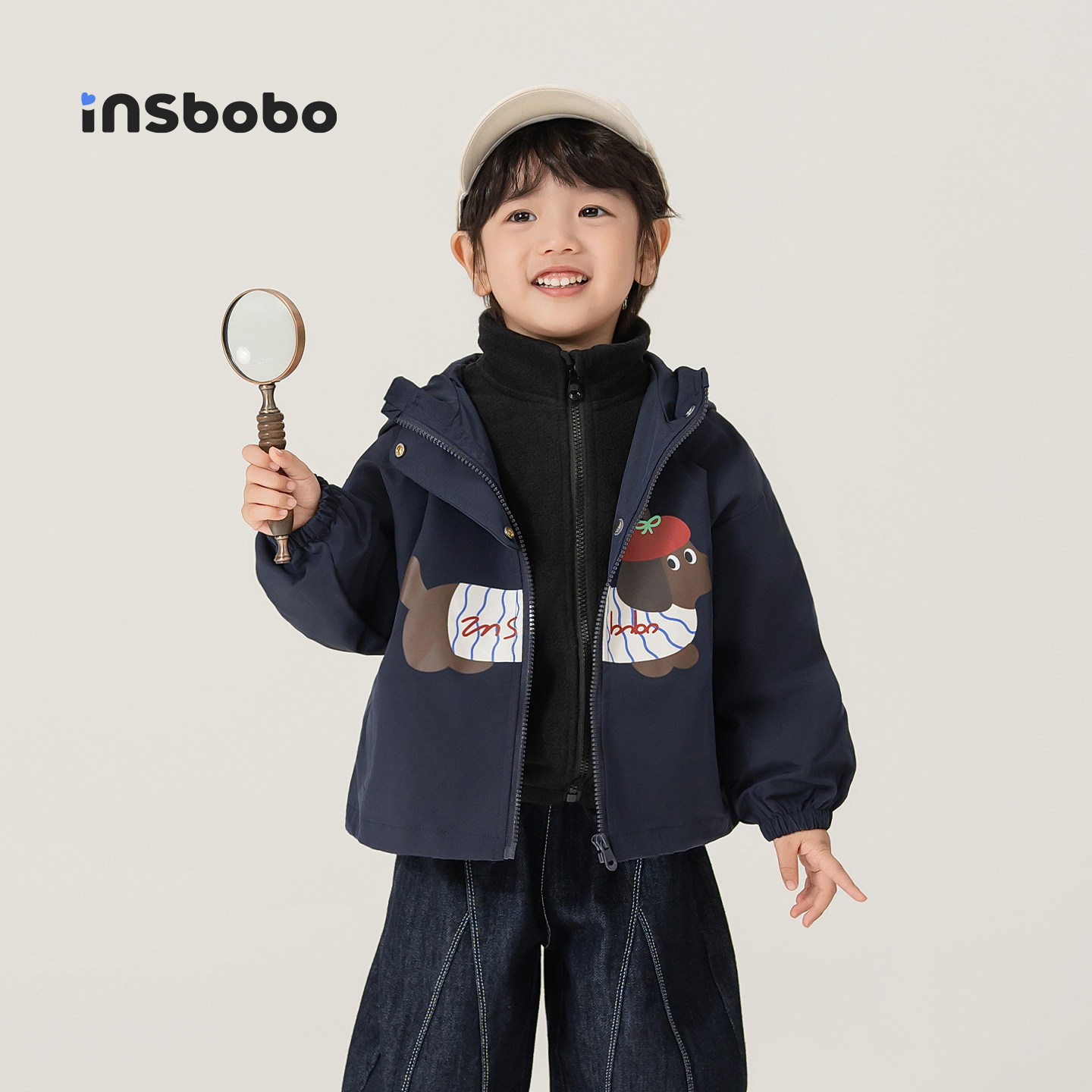 INSbobo童装儿童外套冲锋衣2026新款男童连帽上衣卡通女童衣服春,童装/婴儿装/亲子装,普通外套,淘宝优惠券,粉丝福利购,淘宝优惠卷