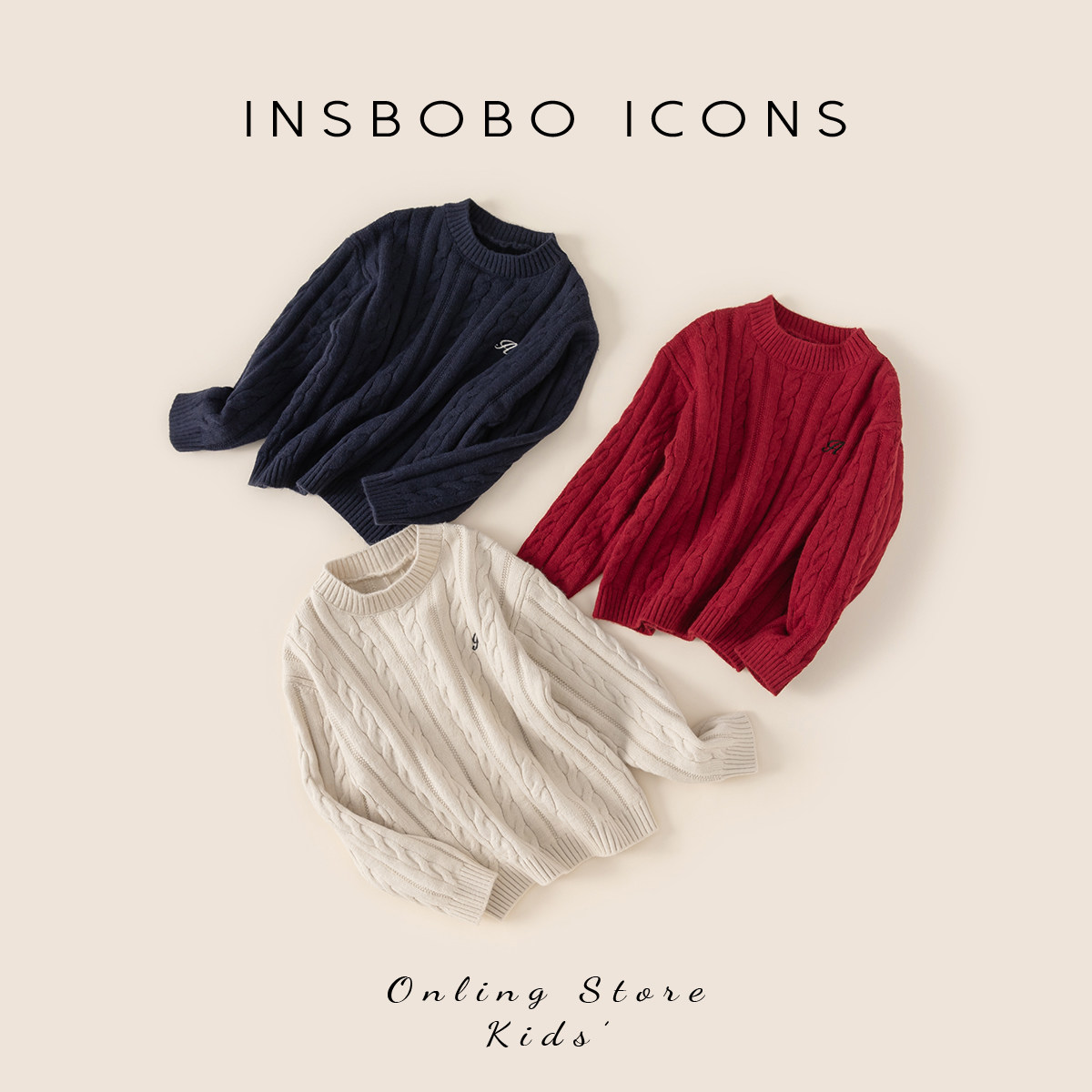 INSbobo儿童毛衣休闲绣花毛衣