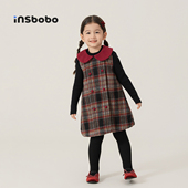 儿童格纹背心裙女孩礼服冬装 INSbobo童装 女童加绒连衣裙秋冬新款
