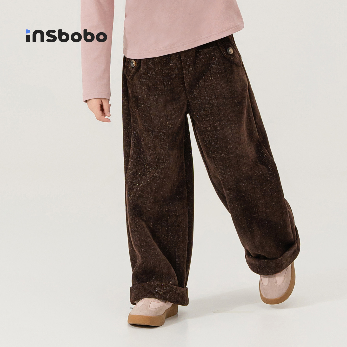 INSbobo女童裤子冬季新款儿童加绒长裤女孩休闲裤冬装阔腿裤童装