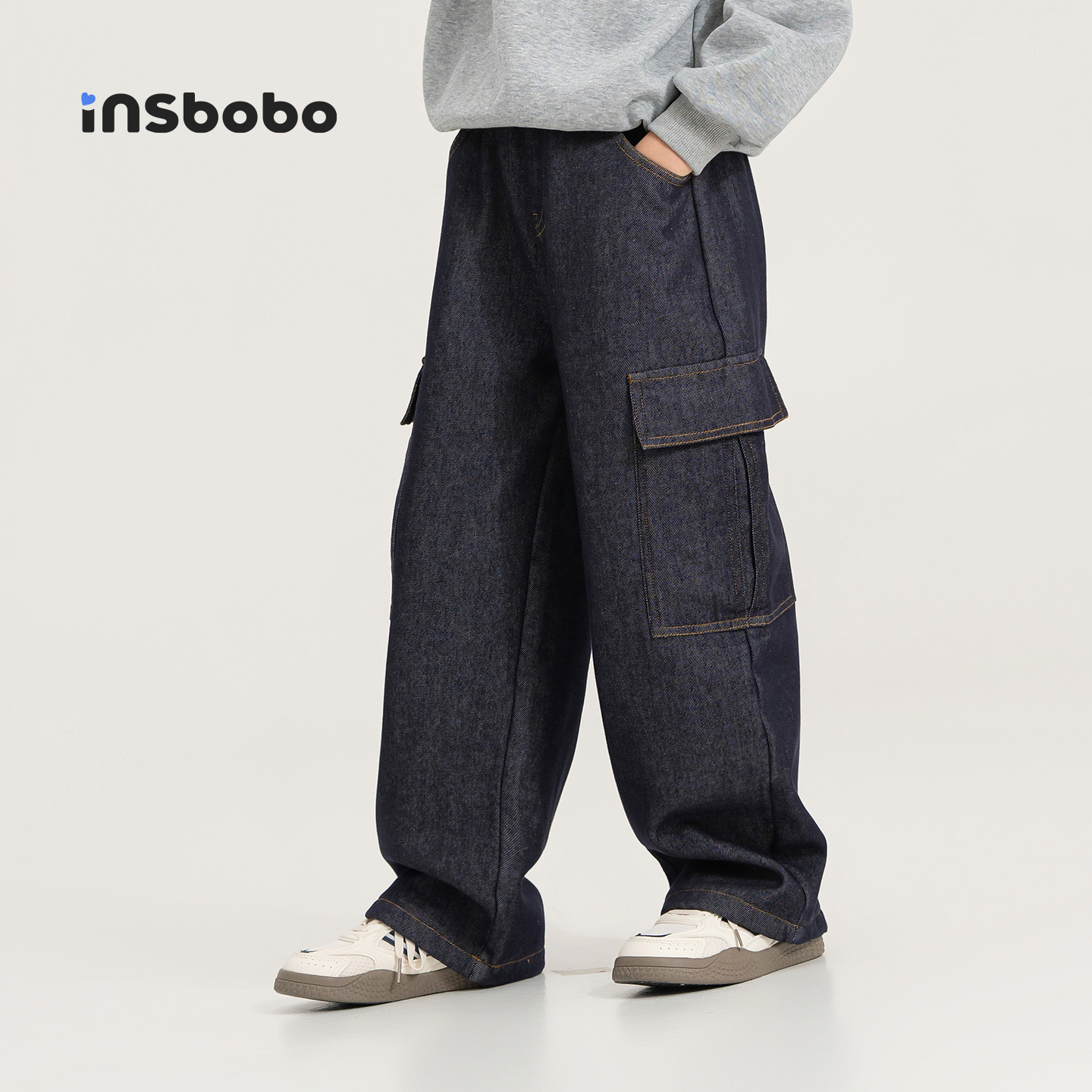 INSbobo儿童裤子休闲明线牛仔裤