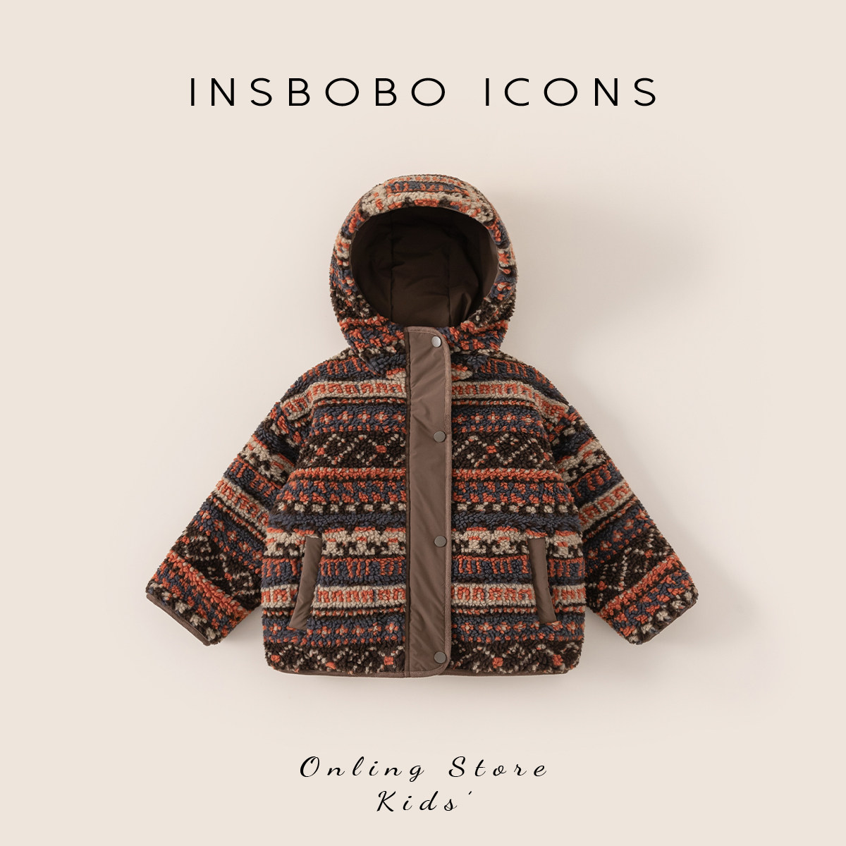 INSbobo儿童外套花色毛绒外套