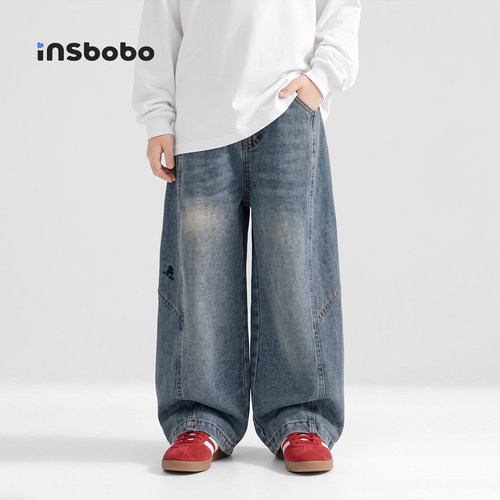INSbobo儿童裤子简约时尚牛仔裤