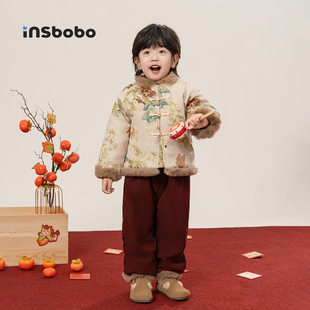 男童汉服套装儿童新中式冬装女童拜年服加厚唐装宝宝过年衣服童装