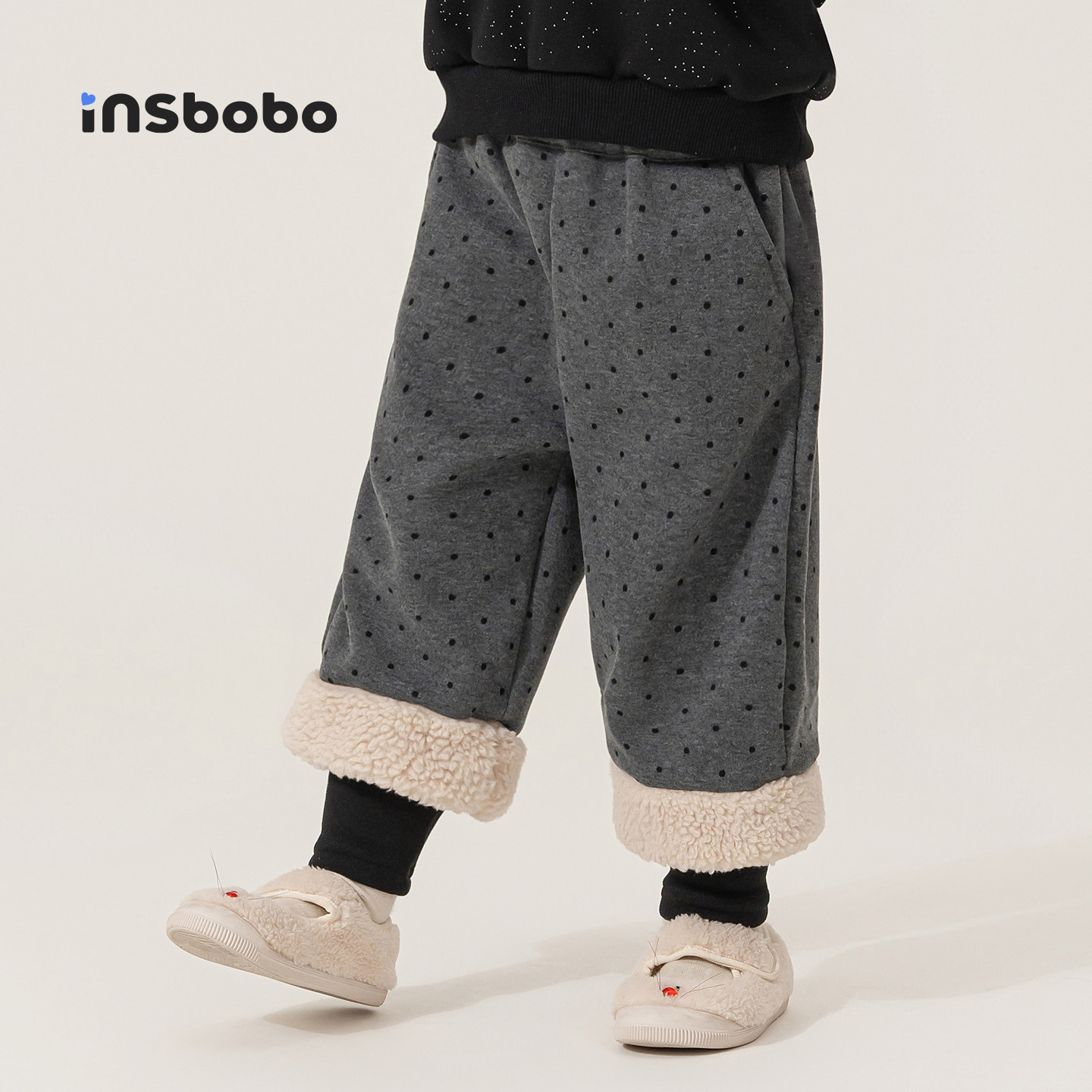 INSbobo儿童裤子假两件波点长裤