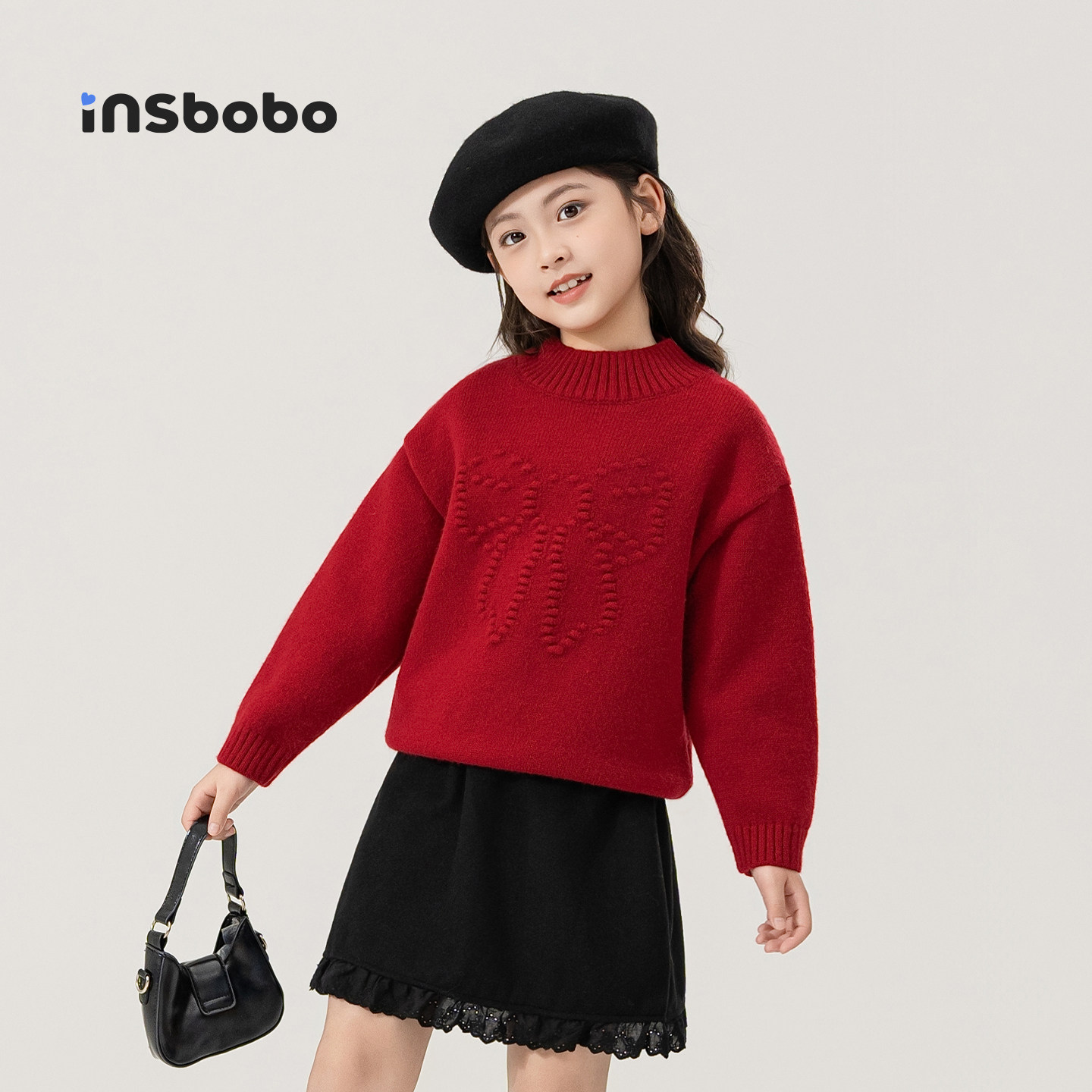 INSbobo女童汉服儿童红色拜年服女孩新中式毛衣针织衫过年童装冬,童装/婴儿装/亲子装,唐装,淘宝优惠券,粉丝福利购,淘宝优惠卷